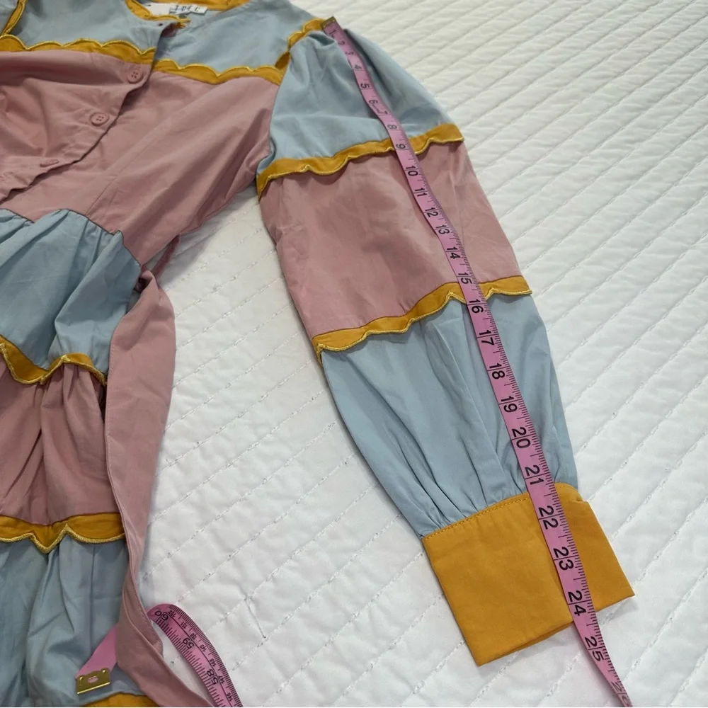 TCEC  Pastel Long Sleeves Ruffle Colorful Mini Dress with Yellow Accents - Picture 7 of 16